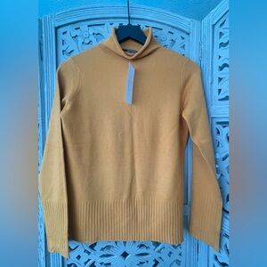 Rolled Mock Neck Vibrant Orange Knit Sweater